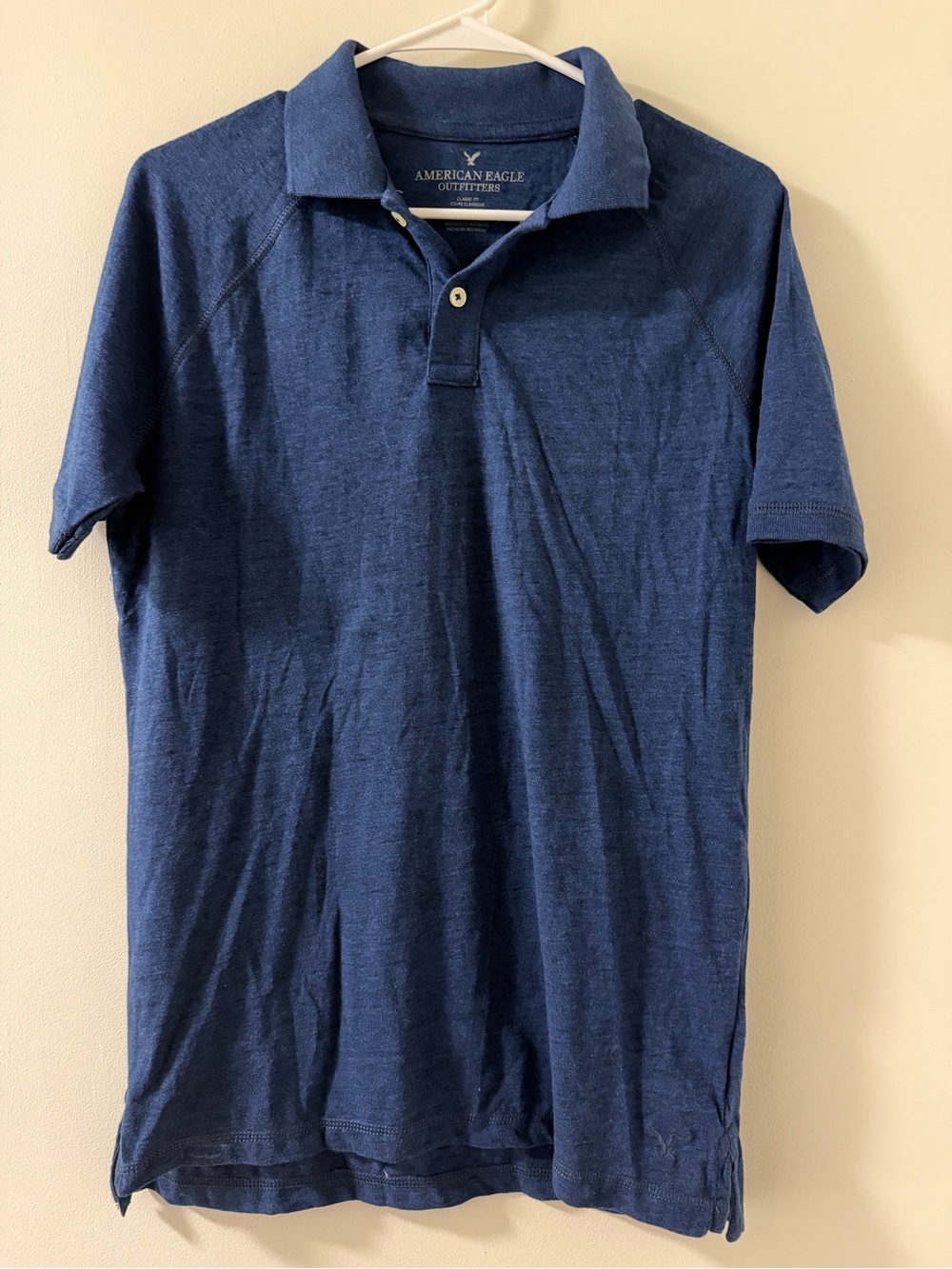American Eagle Polo Shirt Mens S Blue Like New Classic Fit Short Sleeve Knit